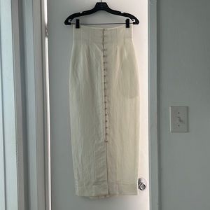 White vintage linen maxi skirt